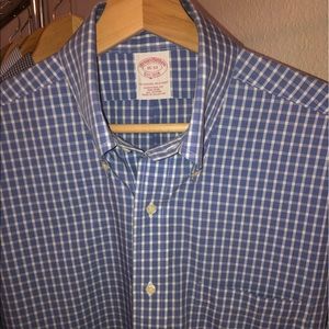 Brooks Brothers Traditional Fit OCBD Blue and White check.
